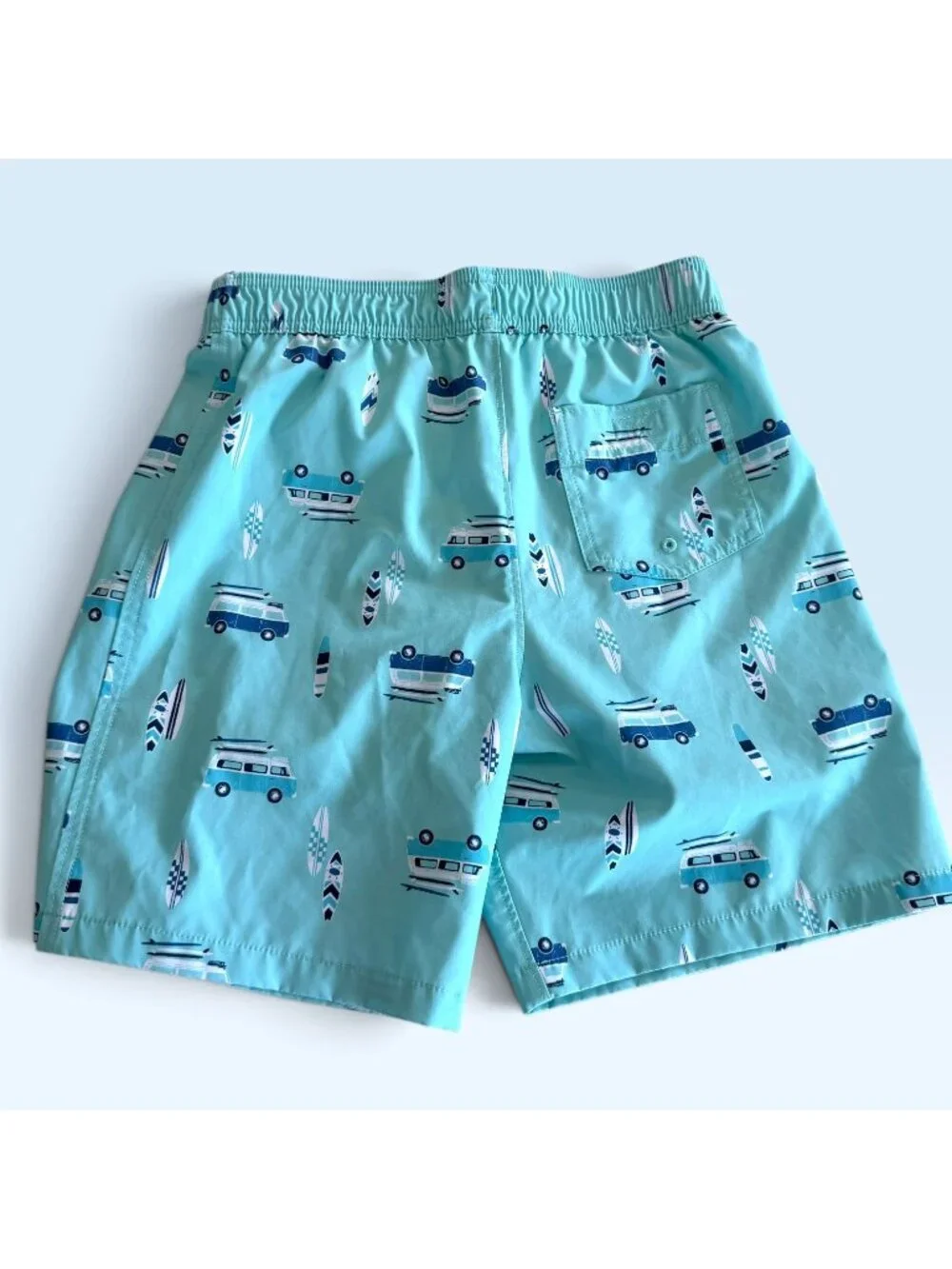 Abercrombie Kids Swim Trunks Boys 15/16 Blue Surf Van Print Lined Board Shorts